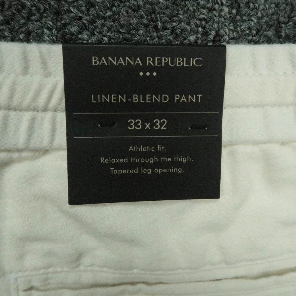 Banana Republic Pants Mens 33x32 White Linen Blend Athletic Fit Trouser Chino